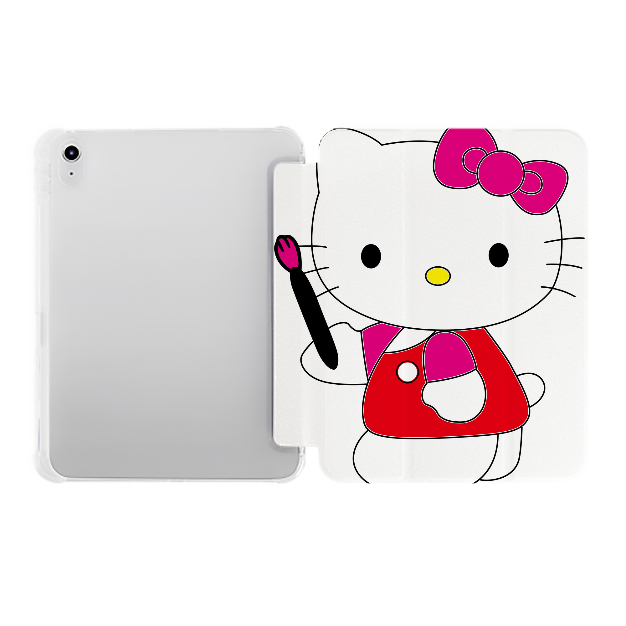 （画像用） Hello Kitty ハローキティ IPad ケース ペン収納付き 三つ折りスタンド PUレザー×シリコン 対応機種9.5/10.5/10.9インチ